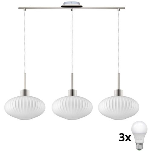  LED luster na sajli HARMA 3xE27/60W/230V matni hrom/bela Cene