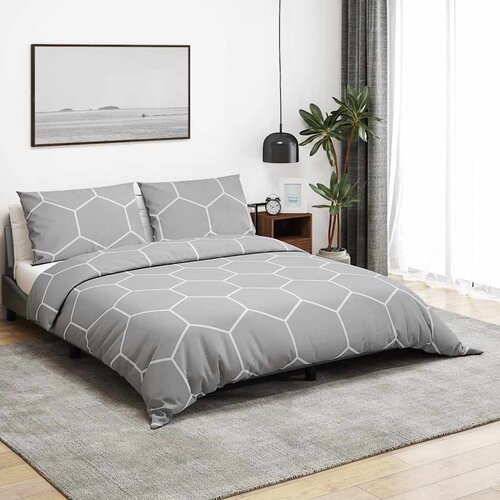  Set posteljine za poplun sivi 135 x 200 cm pamučni Cijene