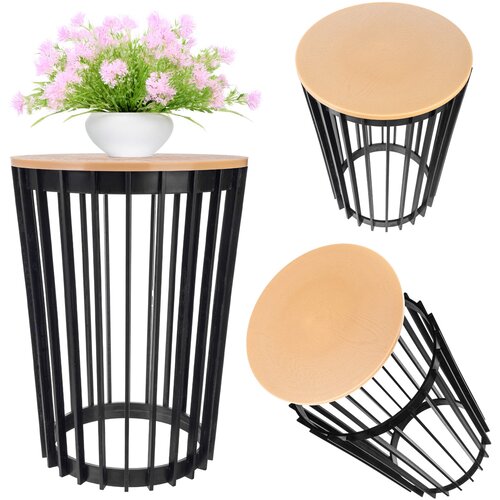KADAX Okrogla klubska mizica, črna, majhna, podstre&amp;scaron;na vrtna ko&amp;scaron;ara za balkon, odprtina 54 cm, (5000353464) Slike
