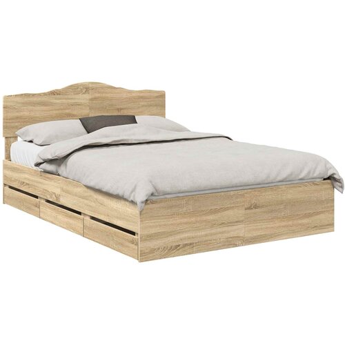  Krevetna konstrukcija s ladicama Sonoma hrast 150 x 200 cm Smeđa 206 x 153 x 90 cm Slike