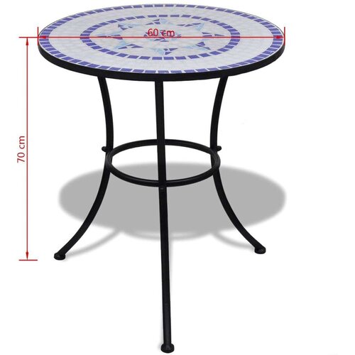 VidaXL bistro stolić plavo-bijeli 60 cm s mozaikom Slike