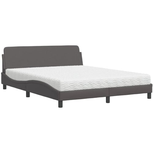 VidaXL Postelja z vzmetnico siva 160x200 cm umetno usnje, (21216443) Slike
