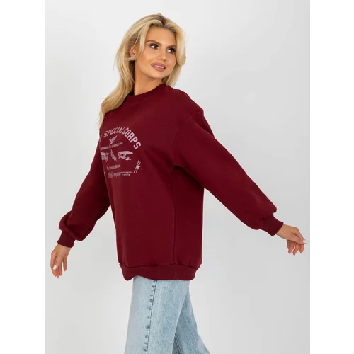 Fashion Hunters Maroon sweatshirt with an oversize print