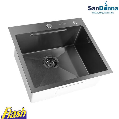  Crna INOX Sudopera sa slavinom (SET) - SanDonna - HD5550R Cene
