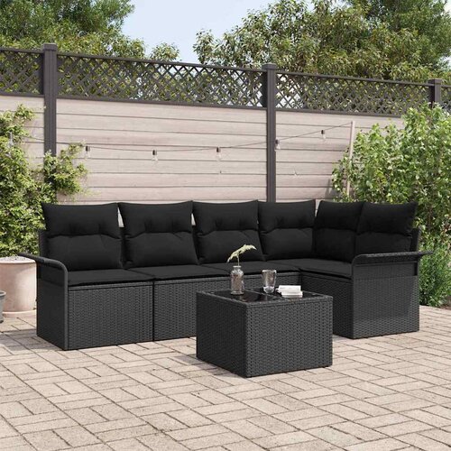  Sjedeća garnitura za vrt 6 kom. Crna poliratan 242,5 x 132,5 x 69 cm Cene