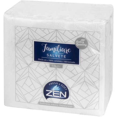 Zen Jednoslojne salvete Familiare 100/1 33X33 bele Slike