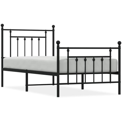 VidaXL Kovinski posteljni okvir z vzglavjem in vznožjem črn 90x190 cm, (20788459) Slike