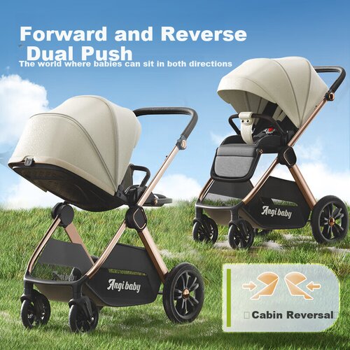  Angi Baby Kolica za bebe, Reversibilna, Sivo-bež Slike