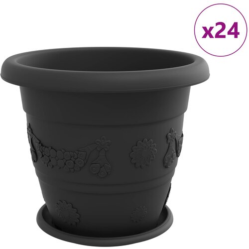 VidaXL Saksije za biljke 24 pcs Crna &amp;Oslash; 39 x 32 cm Plastika Slike
