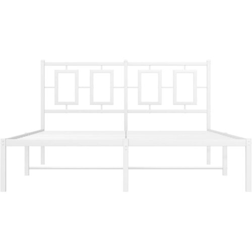  Metalni okvir za krevet s uzglavljem bijeli 140 x 190 cm Slike