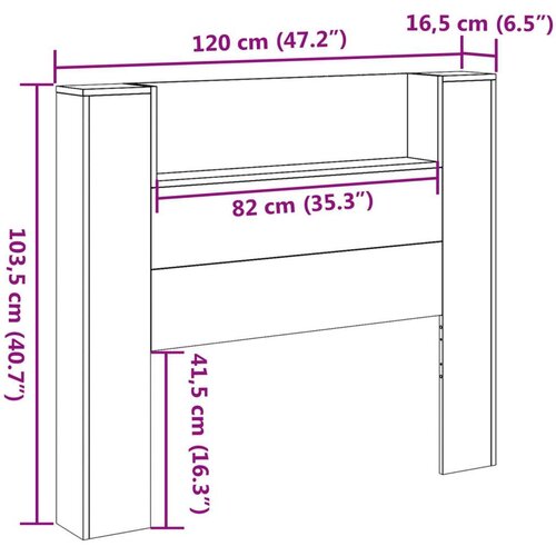  Krevetna ploča s LED-om s policom Sonoma 120 x 16 5 x 103 5 cm Slike