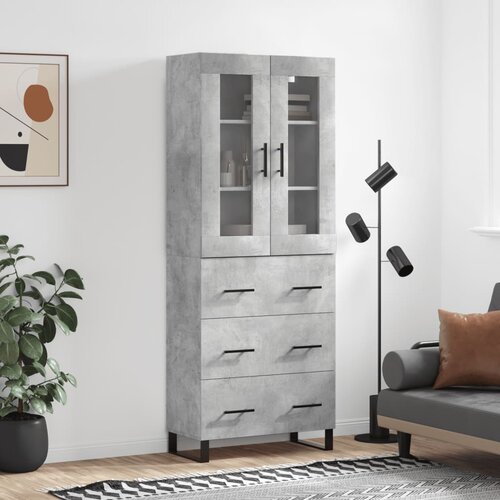 VidaXL Visoka komoda siva betona 69 5x34x180 cm od konstruiranog drva Slike