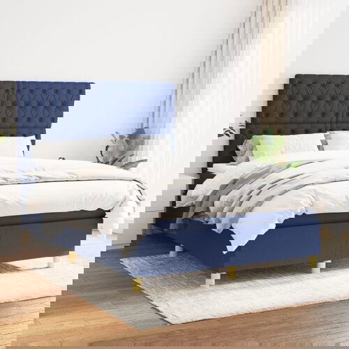  The Living Store Box spring postelja z vzmetnico moder 140x190 cm blago - Box Spring Postelja, (21502792) Cene