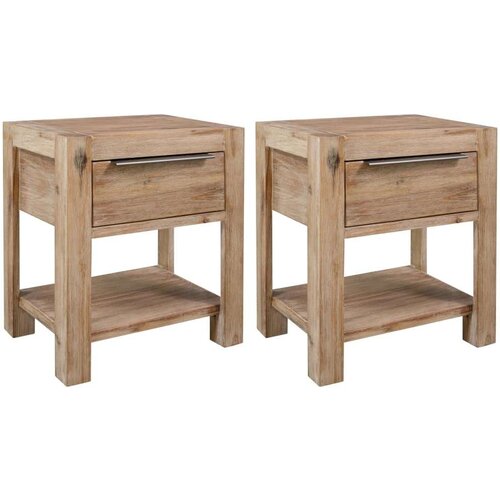  Noćni ormarići s ladicama 2 kom 40x30x48cm masivno drvo bagrema Slike