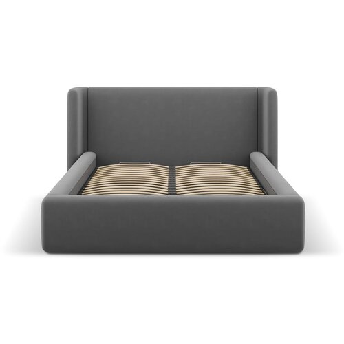 Windsor &amp;amp; Co Sofas Siva oblazinjena zakonska postelja s prostorom za shranjevanje z letvenim dnom 200x200 cm Jason &amp;ndash; Slike