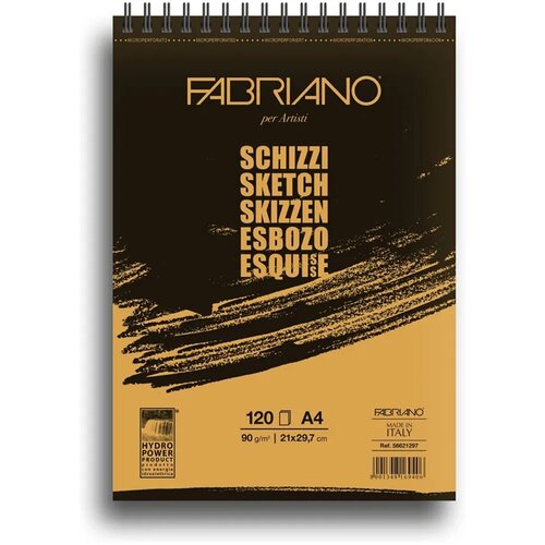 1264 Sketch, blok za skiciranje sa spiralom, A4, 90g, 100 lista, Fabriano Slike