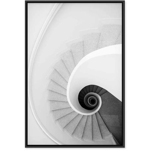  Slika - White Stairs (1 Part) Vertical 80x120 U crnom drvenom okviru Slike