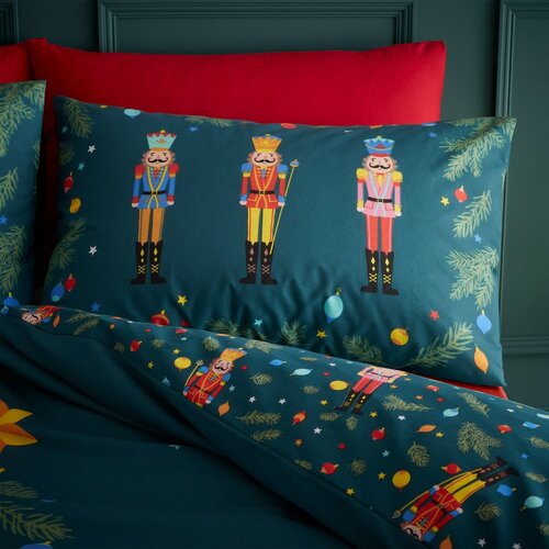 Catherine Lansfield Tamno zelena posteljina za bračni krevet/za produženi krevet 230x220 cm Nutcracker &amp;ndash; Slike