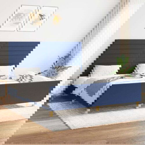  Za krevet s uzglavljem plavi 160 x 200 cm od tkanine Slike