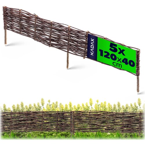 KADAX Vrtna palisadna ograja iz pletenega materiala, 120x40 cm, komplet 5 kosov, (5000358177) Cene