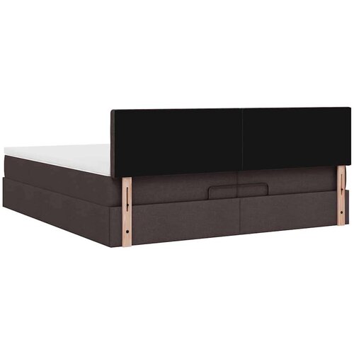 VidaXL otomanski krevet s madracem tamnosmeđi 200x200 cm tkanine Slike