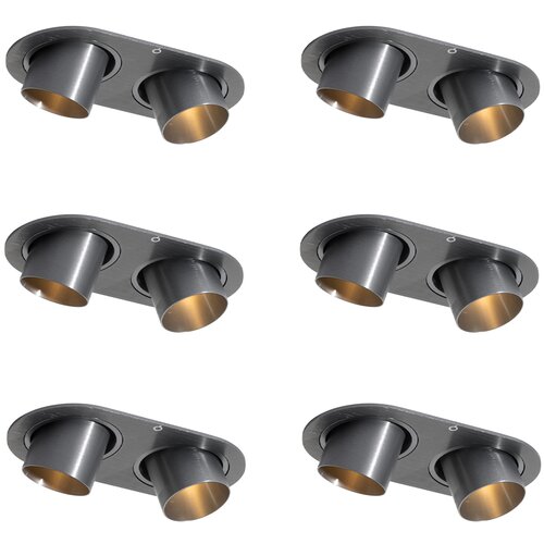 QAZQA Set van 6 inbouwspots gunmetal GU10 35mm kantelbaar 2-lichts - Installa Slike