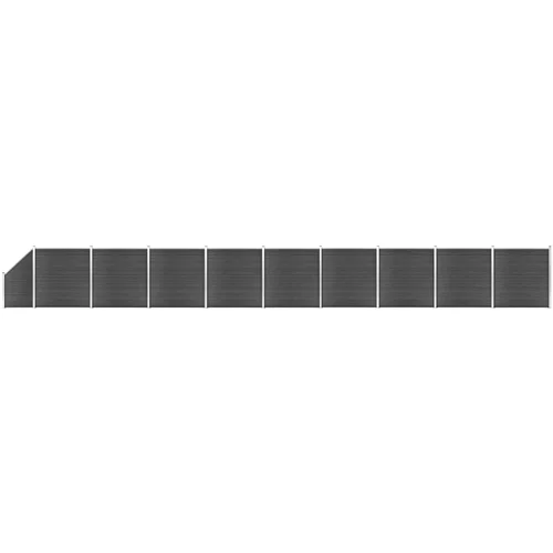  Set panela za ogradu WPC 1657 x (105 - 186) cm crni