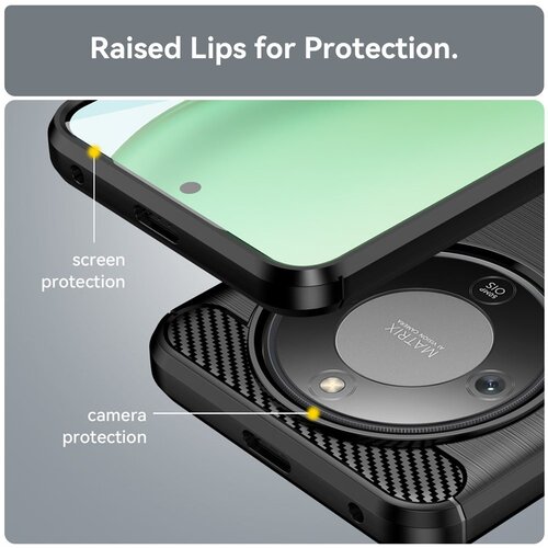 Techsuit Carbon Silicone maska za Honor Magic8 Lite &amp;ndash; crna Slike