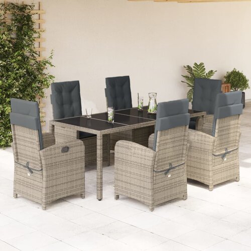  7-dijelni vrtni blagovaonski set sivi od poliratana Siva 190 cm table length Slike