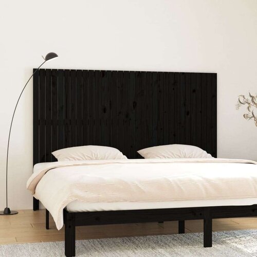  Zidno uzglavlje crni 204x3x110 cm od masivne borovine Slike