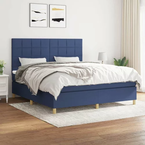  Box spring postelja z vzmetnico modra 160x200 cm blago, (20893454)