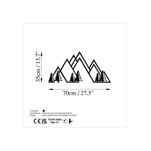 Wallity Zidna dekoracija Mountain-v1, 70x35cm, Crna Slike