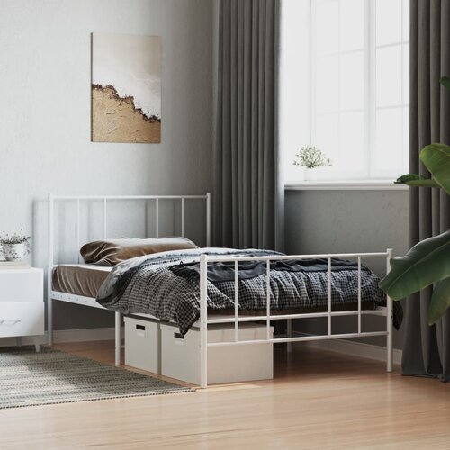 The Living Store Kovinski posteljni okvir z vzglavjem in vznožjem bel 107x203 cm - Posteljni Okvir, (21524252) Slike