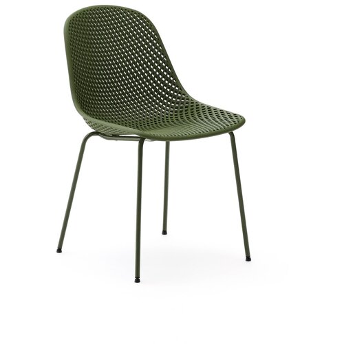 Kave Home Tamno zelena metalna vrtna stolica Quinby &amp;ndash; Slike