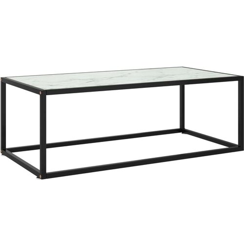 vidaXL Klubska mizica črna z belim marmornim steklom 100x50x35 cm Cene