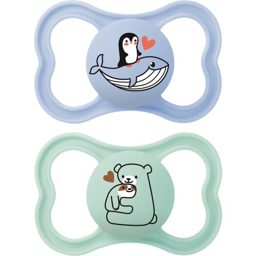 Mam Supreme Silicone Pacifier 6m+ Blue & Turquoise duda 2 kos za otroke Cene