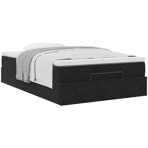 VidaXL otomanski okvir kreveta s madraca crni 120x190 cm bar&amp;scaron;unasti Slike