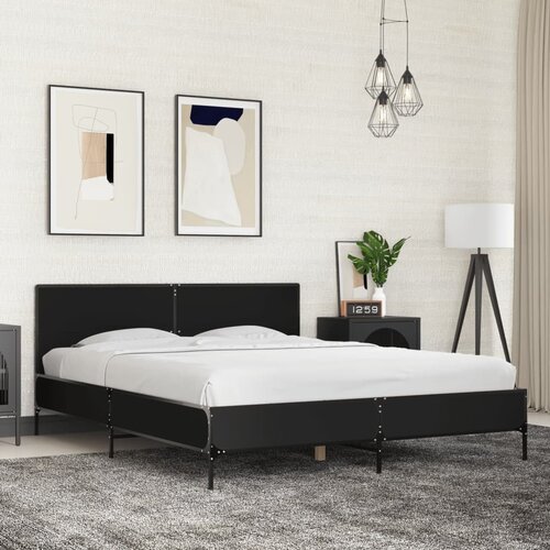 Furnova Posteljni okvir črn 160x200 cm inženirski les in kovina, (21934041) Slike