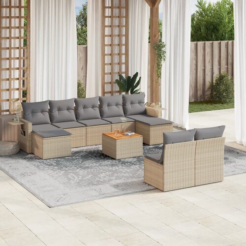  10-dijelni set vrtnih sofa s jastucima od poliratana Slike