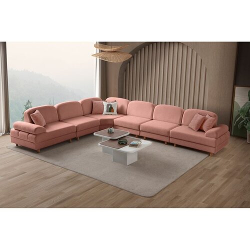 Atelier Del Sofa Aries Modular XL ugaona garnitura na razvlačenje 400 × 315 cm, puder roze Cene