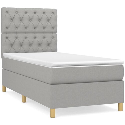  Box spring postelja z vzmetnico svetlo siva 80x200 cm blago Cene