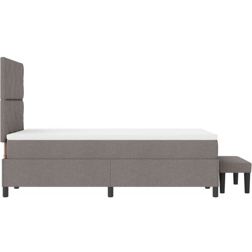 VidaXL Krevet s oprugama s madracem i klupom taupe 120x200 cm tkanina Slike