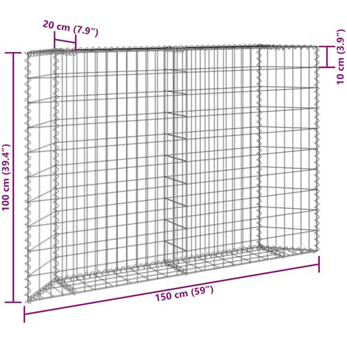  Trapezna gabionska gredica od pocinčanog čelika 150x20x100 cm Slike