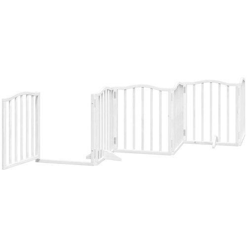  Vrata za pse s vrata&amp;scaron;cima 6 panela sklopiva 300 cm drvo topole Bijela 50 x 60 x 2 cm Slike