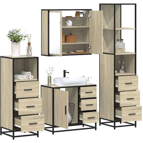 vidaXL 4-dijelni set kupaonskog namještaja boja hrasta sonome drveni Cijene