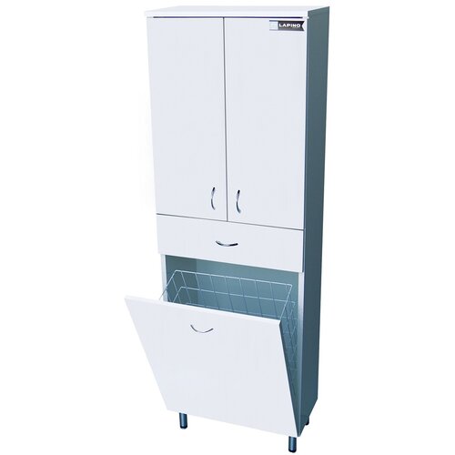 Lapino Ormar za kupatilo polica sa korpom za ve&amp;scaron; 150x50cm, Beli Slike