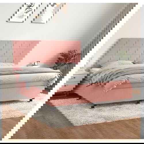 VidaXL Box spring postelja z vzmetnico roza 180x200 cm zamet Slike
