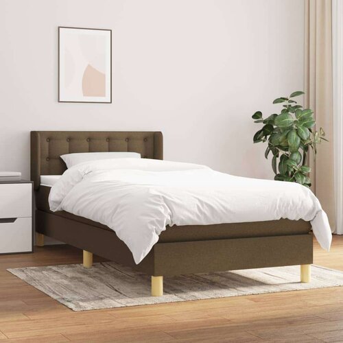  Box spring postelja z vzmetnico temno rjava 90x200 cm blago, (20726880) Slike