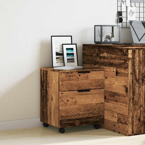  Mobilni ormar za spise s kotačima staro drvo 45x38x54 cm Slike
