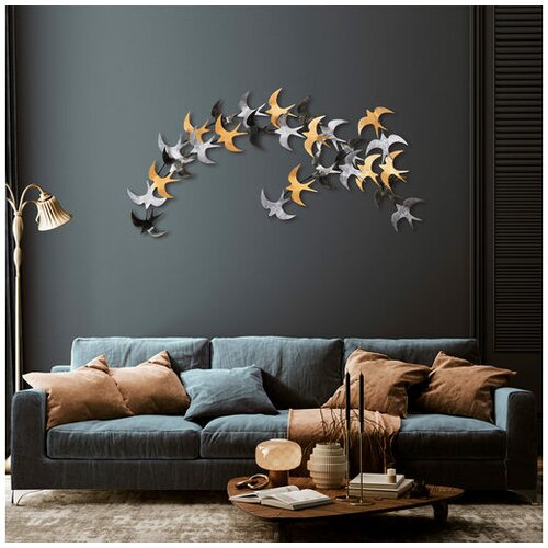 Zidna dekoracija metalno jato ptica, 137x62 cm Slike
